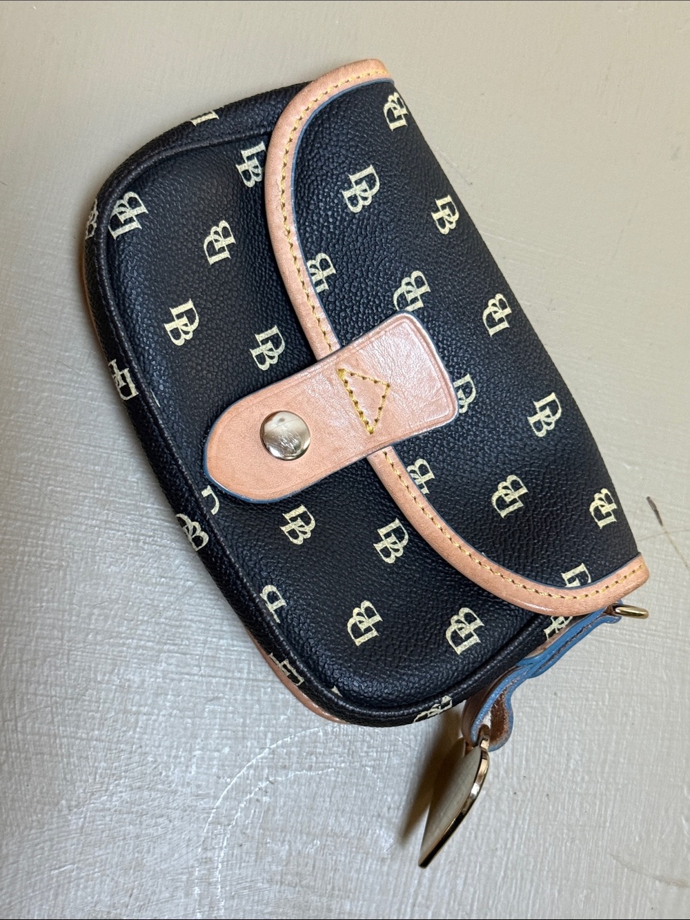 Vintage Y2K Dooney & Bourke Black Logo Print Top Flap Pouch